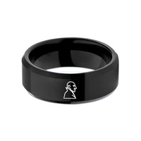 present titanium bands couple – black tungsten nosferatu silhouette wedding band