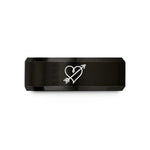 personalized presents for couples – black & gold tungsten scribble heart arrow wedding band