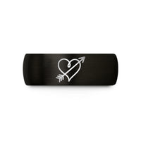 romantic presents for couples – black & rose gold tungsten scribble heart arrow wedding band