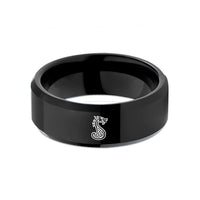 personalized men’s wedding band – black tungsten drakkar dragon prow wedding band
