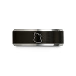 custom rings for couples – black & gray tungsten offset bass wedding band