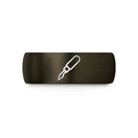 women's tungsten ring present – gunmetal & black tungsten scriber wedding band