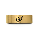 men's wedding ring – gold tungsten interlocking male symbols wedding band