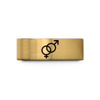 men's wedding ring – gold tungsten interlocking male symbols wedding band