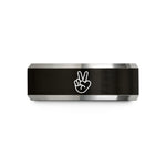 tungsten bands for men – black & grey tungsten peace hands wedding band