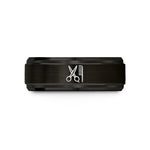 men's anniversary wedding bands – black & gold tungsten scissors comb wedding band