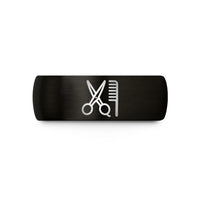 tungsten rings for men – black tungsten scissors comb wedding band