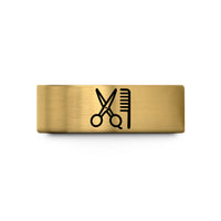 men's anniversary wedding bands – gold tungsten scissors comb wedding band