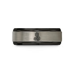 anniversary rings for couples – black & blue & grey tungsten trident wave wedding band