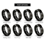 font options for inside engraving on black & gray 6-speed h-pattern rings