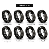 font options for inside engraving on black & gray 6-speed h-pattern rings