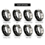 font options for inside engraving on black & silver 6-speed h-pattern rings