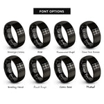 font options for inside engraving on black 6-speed h-pattern rings
