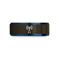 best presents for dad – gunmetal & blue tungsten antenna waves wedding band