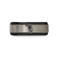 personalized rings for him – black & gray tungsten florida wedding band