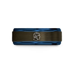 rugby themed presents him – gunmetal & blue tungsten rugby scrum cap wedding band