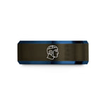 unique presents for him – gunmetal & blue tungsten rugby scrum cap wedding band