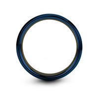best presents for him – rugby scrum cap engraving on gunmetal & blue tungsten wedding band