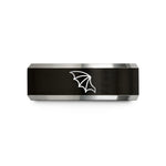 custom tungsten rings him – black & silver tungsten bat wing wedding band