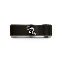custom tungsten rings him – black & silver tungsten bat wing wedding band