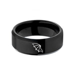timeless rings for him – black tungsten bat wing wedding band