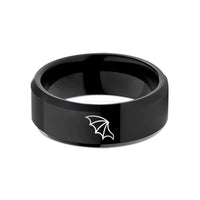 timeless rings for him – black tungsten bat wing wedding band