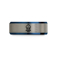 thoughtful presents for her – black & blue & silver tungsten squid wedding band