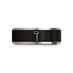 engraved rings for her – black & gray tungsten splitting maul wedding band
