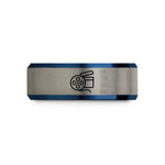 personalized birthday presents – black & blue & gray tungsten chip log reel wedding band