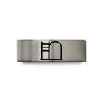 custom rings for him – blue & grey tungsten ladder barrel wedding band