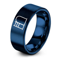 custom rings for him – blue tungsten ladder barrel ring