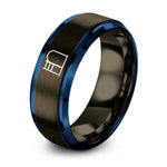 gunmetal & blue tungsten ladder barrel ring