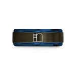 engraved rings for him – gunmetal & blue tungsten ladder barrel wedding band