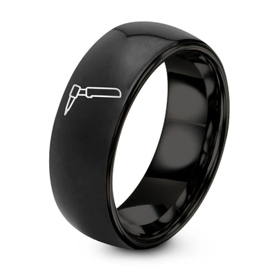 TIG Welding Torch – Tungsten Wedding Band, 8 mm, Black Comfort-Fit Unisex