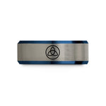 unique presents for dads – black & blue & silver tungsten triquetra circle wedding band