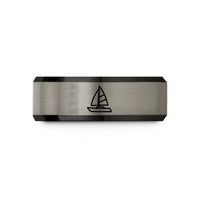 meaningful presents for her – black & blue & gray tungsten catamaran wedding band