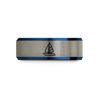 special presents for wife – black & blue & gray tungsten catamaran wedding band