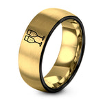 65th Birthday Gifts for Women – black & gold tungsten champagne flutes ring