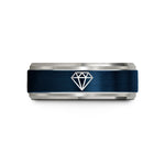 special presents for her – blue & silver tungsten formation diamond wedding band