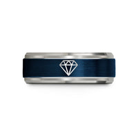 special presents for her – blue & silver tungsten formation diamond wedding band
