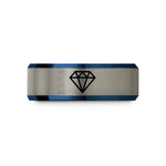 personalized jewelry for her – blue & silver tungsten formation diamond wedding band