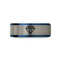 personalized jewelry for her – blue & silver tungsten formation diamond wedding band