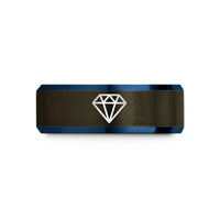 unique birthday presents her – gunmetal & blue tungsten formation diamond wedding band