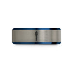 birthday presents for mom – black & blue & gray tungsten wizard staff crystal wedding band