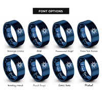 font options for inside engraving on blue 7 point star rings