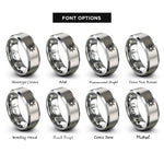 font options for inside engraving on grey 7 point star rings