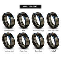 font options for inside engraving on gunmetal & blue 7 point star rings