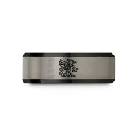 unique presents for him – black & grey tungsten hippogriff wedding band