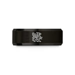 engraved rings for couples – black tungsten hippogriff wedding band