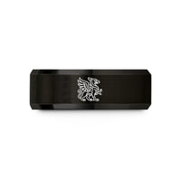 engraved rings for couples – black tungsten hippogriff wedding band